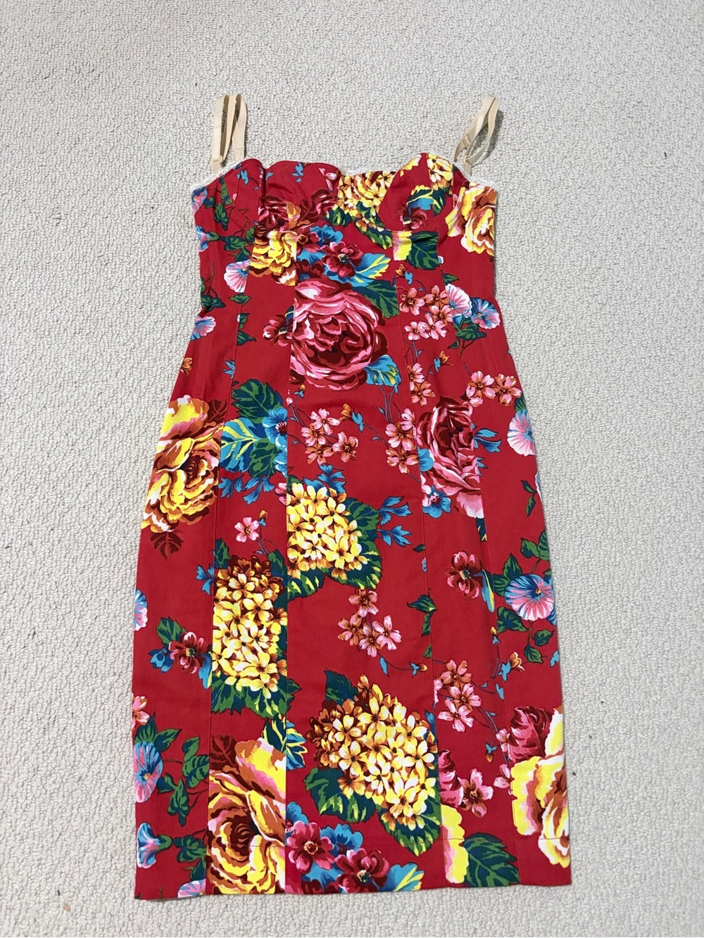 Vintage 2003 Dolce & Gabbana Floral Corset Bustier Midi Dress IT 42